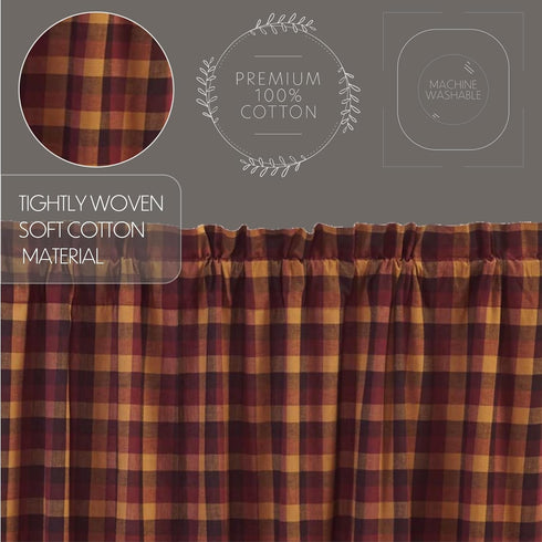 VHC Brands Primitive Kitchen Window Curtains-Heritage Farms Tier Pair, L24 x W36, Deep Burgundy Red...