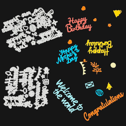 30 pcs Holiday Blessings Die Cuts, lyfLux Die Cuts for Card Making, Holiday Blessings, Good Luck, Words of Thanks, Make a Wish, Words of Welcome, ...