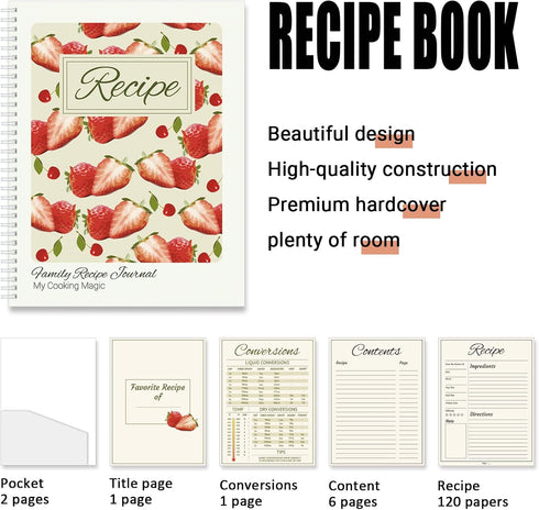 2 Pack Recipe Book To Write In Your Own Recipes, 8.5" x 11" Personal Blank Recipe Notebook Journal Blank Cookbook Recipe Journal (120 Recipe Pages...