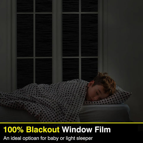 LUTE Blackout Window Film Sun Light Blocking Room Darkening Privacy Film, Removable Heat Blocker Frosted Glass Door Window Cover, Static Cling Day...