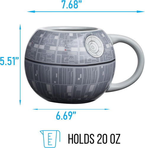 Silver Buffalo Star Wars Death Star 3D Sculpted Ceramic Coffee Mug for Cappuccino, Latte or Hot Tea, 20 ounce, Gray Multicolor SV9195...