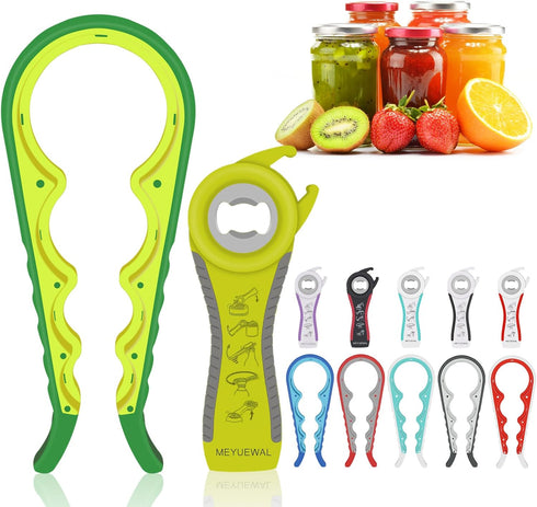 Jar Opener, 6 In 1 Bottle Opener Can Opener for Weak Hands, Jar Openers for Seniors with Arthritis, Multifunctional Lid Opener Kit, Easy Jar Opene...