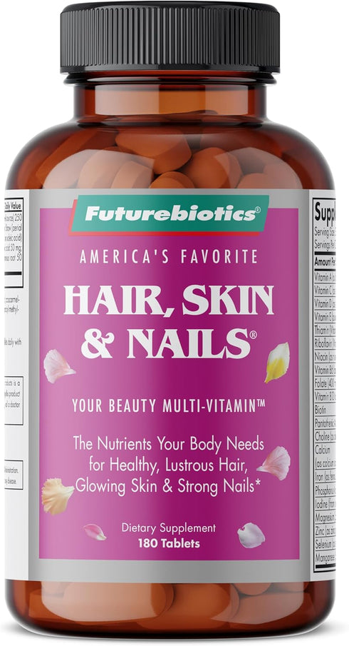 Futurebiotics Hair, Skin & Nails Beauty MultiVitamin with Biotin, Hair Vitamins and Skin Vitamins That Promote Healthy Hair and Nail, 180 Tablets...