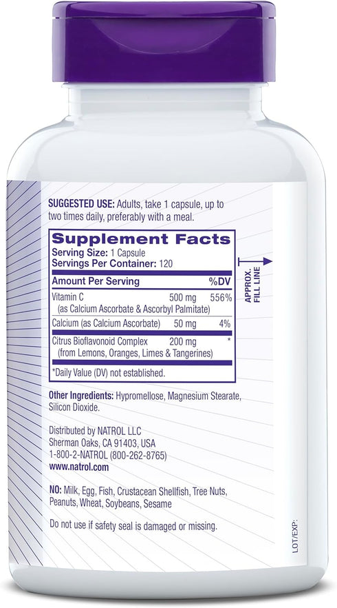 Natrol Easy-C Immune Health, Dietary Supplement, Supports Immune Health with Vitamin C and Bioflavonoids, Veggie Capsules, 500 mg, 120 Count...