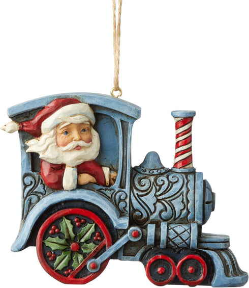 Enesco Jim Shore Heartwood Creek Santa in Train Engine Hanging Ornament, 3.07 Inch, Multicolor...