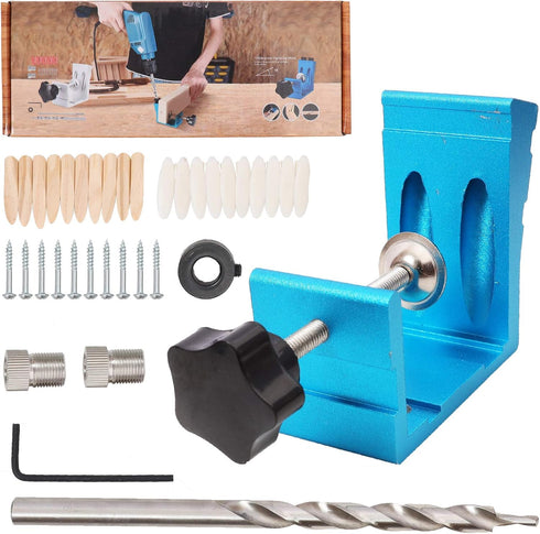 blue Jig Accessories,Pocket Hole Jig Kit 46pcs,Woodwork Guides Joint Angle Tool Carpentry Locator (Blue)...