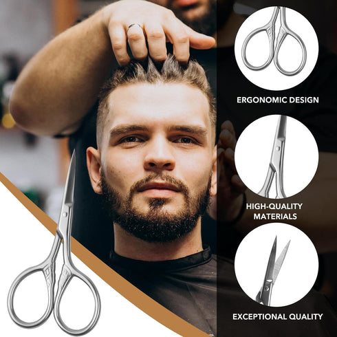 Hair Scissors, Beard Scissors for Men, Nose Hair Trimmer for Men, lash scissors, for Personal Care Facial Hair Removal, and Ear, Nose, and Eyebrow...