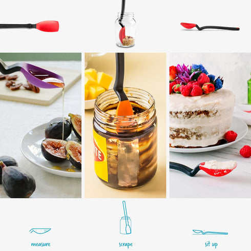 Dreamfarm Mini Supoon Non-Stick Sit-Up Silicone Scraping Cooking Spoon, Jar Scraper Measures 5ml Tsp - 8" Red...