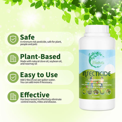 Natural Insecticide Concentrate for Plants, Organic Safe Insect Killer with Natural Clove Oil, Soybean Oil and Rosemary Oil, Lawn Insecticide for ...