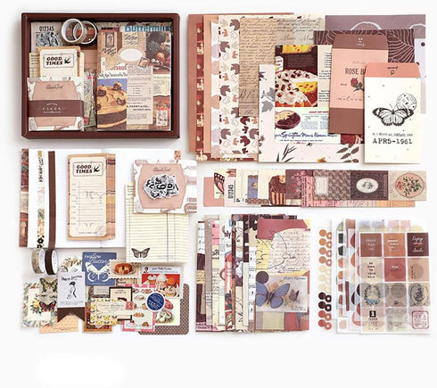 Scrapbooking Supplies Kit Aesthetic Scrapbook Kit with Scrapbook Stickers Washi Tapes Bullet Junk Journal Art Craft DIY Gift for Adult Teen (Coco)...