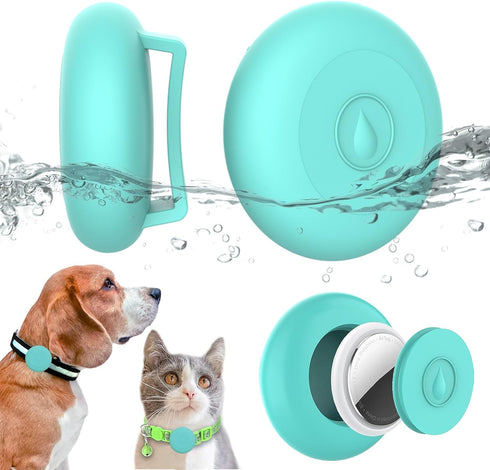 Airtag Dog Collar Holder Waterproof, Hidden Silicone Waterproof Airtag Case for Pet Cat Dog GPS Tracker, Anti-Lost Waterproof Airtag Holders Compa...