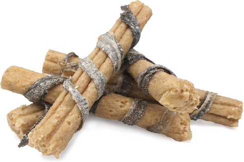 Icelandic+ Beef Collagen Dental Chew Stick Wrapped with Fish 8" Dog Treat...