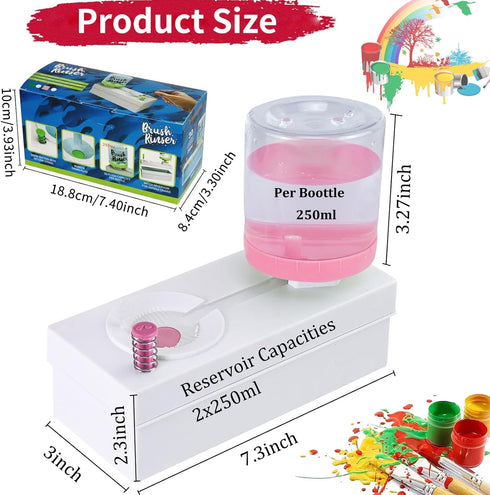 2024 New Paint Brush Cleaner Tools, Watercolor Brush Rinser Cup,Running Water Cycle Acrylic Paint Brush Washer Painting Station Art Supplies for K...