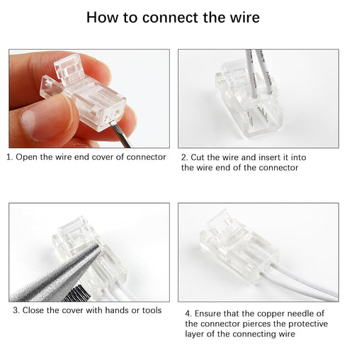 RGBZONE 10pcs 2-Pin 8mm LED Strip to Wire Connectors and 10m/32.8ft 2 Pin Extension Wire for Waterproof or Non-Waterproof Single Color LED Strip L...