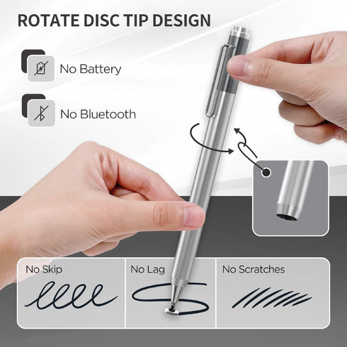 Universal Stylus Pen, Clip Design Disc Tip Capacitive Stylus Pencil for Apple iPad/iPhone/Samsung Galaxy Tab Tablet/Fire HD/MI/Huawei/All Touch Sc...