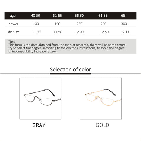 Half Frame Reading Glasses, Half Metal Moon Readers for Women Men 2 Pairs 1.25...