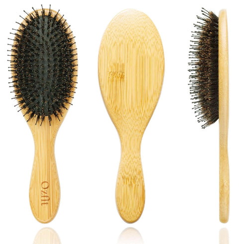 Hair Brush, Boar Bristle Hair Brushes for Women men Kid, Boar & Nylon Bristle Brush for Wet/Dry Hair Smoothing Massaging Detangling, Everyday Brus...