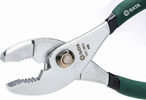 SATA 6-Inch Slip-Joint Pliers, Chrome Vanadium Steel Body, with Green Handles and Rivet Joint Assembly - ST70511ST...