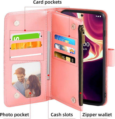 Asuwish Phone Case for Boost Mobile Celero 5G Plus 7 inch 2023 Wallet Cover with Tempered Glass Screen Protector and Flower Leather Flip Credit Ca...