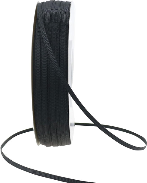 Solid Grosgrain Ribbon 1/8" Thin Black Ribbon for Crafts Gift Wrapping Sewing Wedding Decor Hair Accessories Party Favor Baby Shower Decorations, ...