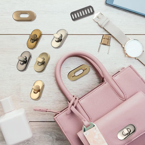 TXIN 15 Pieces Twist Lock Fastener Purse Turn Locks Clasp Bag Closure Metal Clip Hardware for DIY Handbag Craft Making Supplies(5 Colors)...