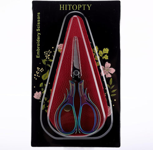 Embroidery Scissors Knitting Scissor Small Crafting Shears with Leather Case Little Scissors Cover for Sewing Threading Needlework DIY Tool 4.2in ...
