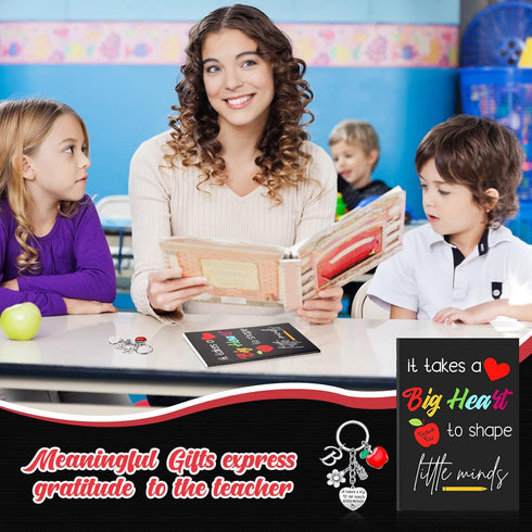 Yinkin Teacher Appreciation Gift Set Teacher Inspirational Notebook and Teacher Keychain with Initial (Initial B Style)...