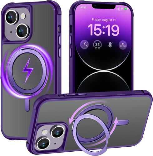 Magnetic for iPhone 13 case/iphone 14 Case ?Compatible with Magsafe? with 360°Rotatable Invisible Ring Stand?Military Grade Shockproof? Matte Back...