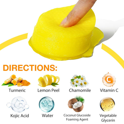 Kojic Acid Turmeric Cleansing Pads, Turmeric Cleansing Exfoliating Pads for Dark Spots, Turmeric Cleansing Pads For Face, Balance Skin Oil And Wat...