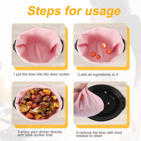 Silicone Slow Cooker Liner 6-8 Quart Compatible with Crockpot, Reusable Heat Resistant 6-8 Quart Slow Cooker Silicone Liner Slow Cooker Liner Bag ...