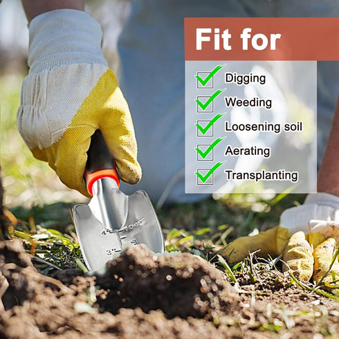 Garden Shovel Trowel Garden Tool with Measurement Mark, Heavy Duty Gardening Shovel Hand Tools Garden Spade with Ergonomic Handle, Small Garden To...