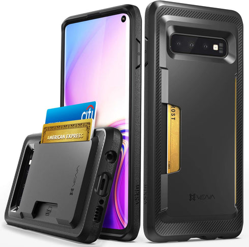 VENA Galaxy S10 Wallet Case - vSkin Slim Credit Card Holder Case Cover Designed for Samsung S10 - Black...