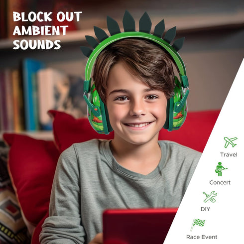 Noise Cancelling Headphones for Kids,Toddlers,Teens Boys Ages 1-12,Dinosaur Ear Hearing Protection Sound Proof Safety Earmuffs for Concerts,Monste...