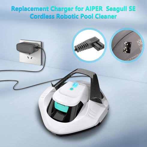 12.6V Charger for Aiper Robotic Pool Cleaner Replacement for Aiper Seagull SE 600 HJ1102 Robotic Pool Vacuum Cleaner Adapter Charger...
