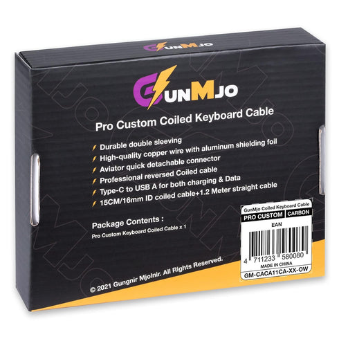 GUNMJO Pro Custom Coiled USB C Cable for Gaming Keyboard, Double-Sleeved Mechanical Keyboard Cable with Detachable Metal Aviator, 1.5M USB-C to US...