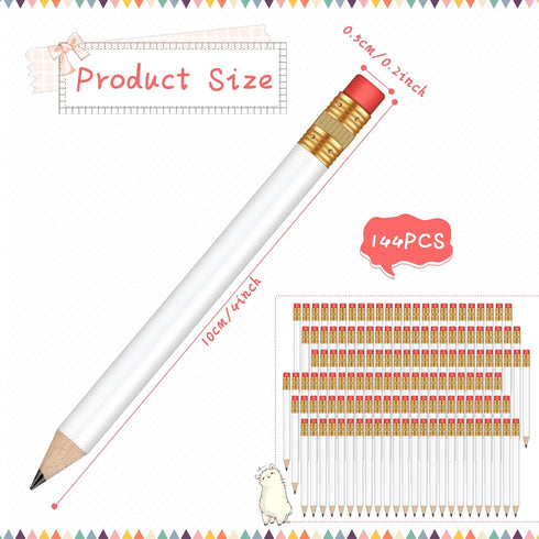 Outus 144 Pieces Golf Pencils, HB Half Pencils with Eraser, 3.5 Inch Baby Shower Pencils Mini Pencils for Kids Baby Shower Bridal Shower Golf Scho...