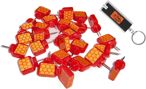 Orange Reflective Wing Tacks (Pack of 50) Trail Tacks, Glow Tacks, Hiking Markers, Trail Marking Tacks, Mark Trail Reflective Thumb Tacks for Hunt...