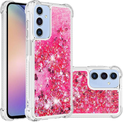 Case for Samsung Galaxy A15 5G Case Glitter Liquid Cute Clear Phone Case Floating Quicksand Shockproof Protective Bumper Soft TPU Case for Samsung...