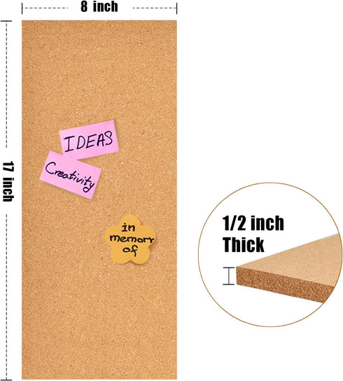 17x8" Cork Board Tiles Bulletin Board, 1/2" Thick Self-Adhesive Cork Boards for Walls, Cork Tiles Vision Board for Home, Office, School, Bulletin ...