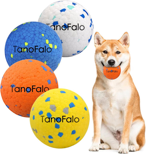Dog Toy Balls Indestructible Dog Tennis Ball for Aggressive Chewers, 3 Inch Durable Teething Chew Toys Water Toy Interactive Outdoor Fetch Balls f...