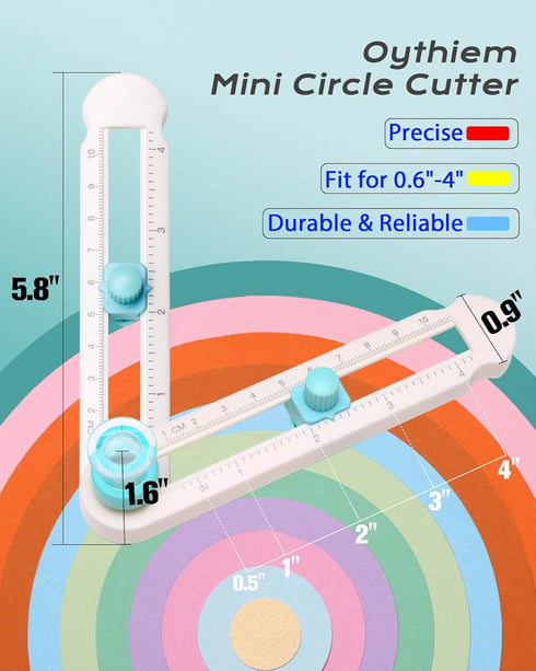 Circle Cutter Tool for Paper Crafts - Rotary Cutter Round Cutting Knife for Scrapbooking, Card Making, Art And Diy Crafts, Fits Circles with A Rad...