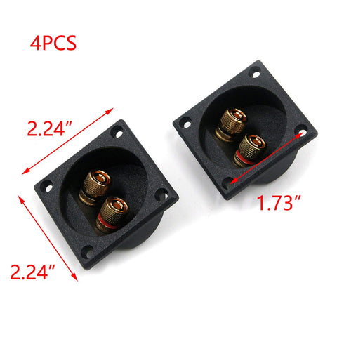 T Tulead Speaker Terminal Cup Wire Connector Cup Square Speaker Cup 2 Way Spring Loaded Jack Pack of 4 with Mounting Screws...