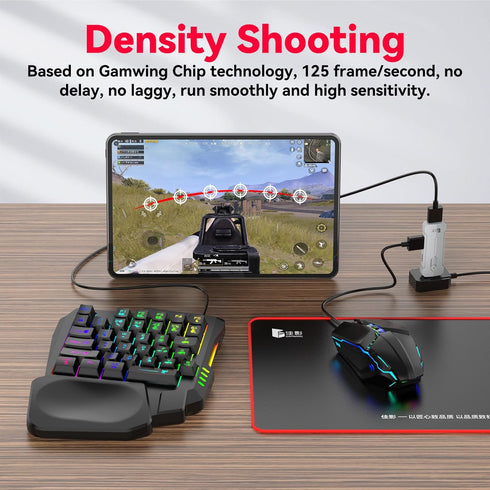 Mouse and Gaming Keyboard Adapter for Android Phone/Tablet, Adapter Support Key Mapping, Recoil Control, Mouse sensitivity, Perfect for PU-BG, AP-...
