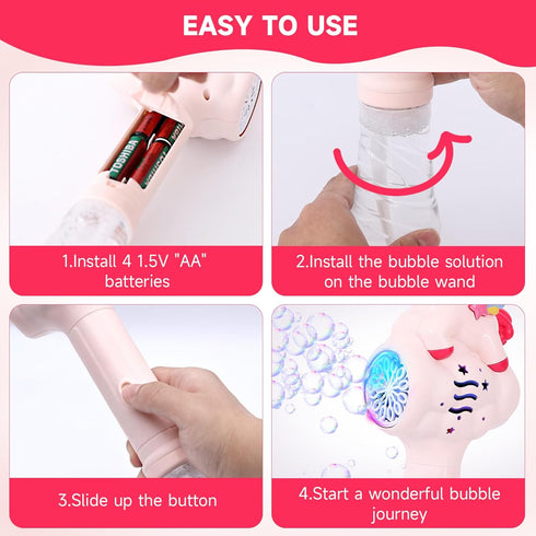 Bubble Wand for Kids, Rainbow Horse Bubble Machine Blower Maker Toys with Light, Outdoor Party Birthday Gifts for 1 2 3 4 5 6+ Years Old Toddlers ...