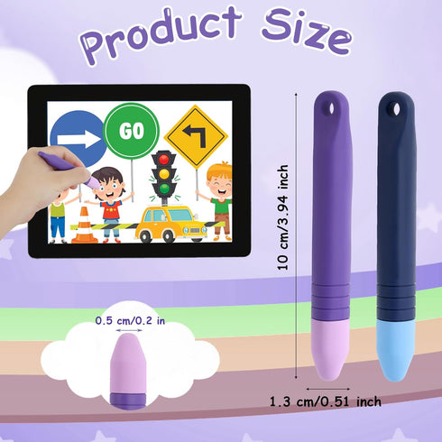 2pcs Kids Stylus Pens, with Lanyards Kids Crayon Stylus Pen for Touchscreen Anti-Slip Rubber Writing Children Stylus for Tablet, Compatible with i...