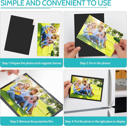Picture Frame, 12 Pack Magnetic 4x6 inch, Black Border, Reusable Refrigerator Magnets, Perfect Display Frame...