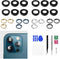 for iPhone 12 Pro Back Camera Lens Replacement 4 Sets Pacific Blue Gold Graphite Silver for iPhone 12Pro Rear Metal Frame Cover HD Tempered Camera...