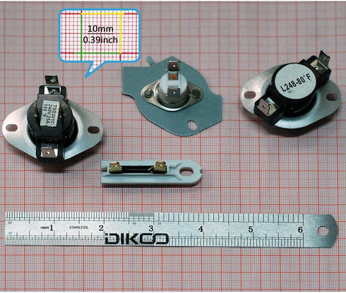 DIKOO 279769 Dryer Thermal Cut-Off Kit and 3392519 Dryer Thermal Fuse and 3387134 Dryer Thermostat Kit Compatible for Whirlpool Dryers Replaces 3977394 3390291 AP6008325 PS345113