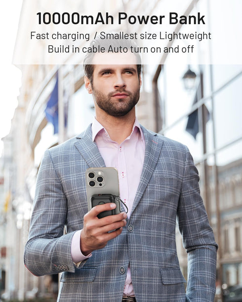 BLAVOR Portable Charger 10000mAh PD 20W Power Bank for iPhone, USB C in/Output Fast Charging,Smallest Battery Pack Charger with Built in Cable for...