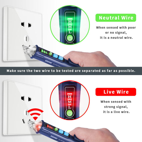 Voltage Tester, Non Contact Voltage Tester, Electrical Tester, Outlet Tester Dual Range Voltage Sniffer AC 12V/48V-1000V, Live Wire Tester, Circui...